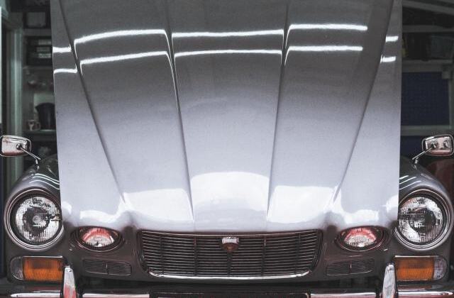 The front of a classic car