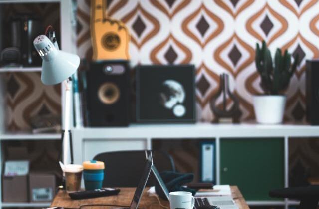 Headphones and gadgets on a desk