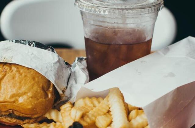 A burger and fries